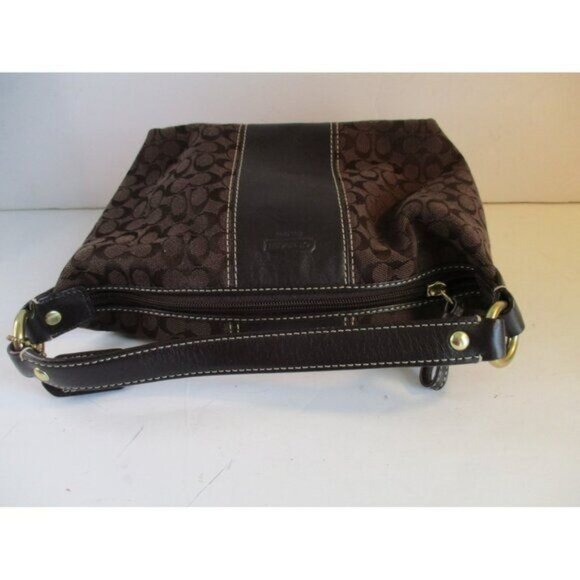 *Coach Brown Mini Small CC Logo Canvas Baguette Satchel - Picture 2 of 7